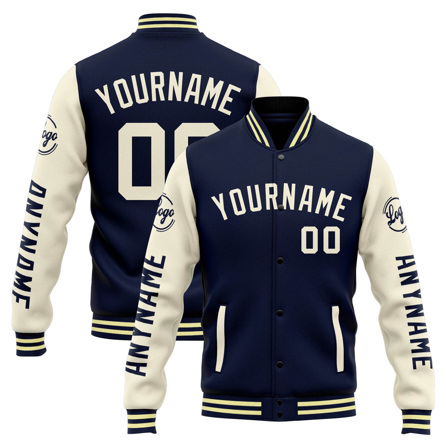 Benutzerdefinierte Varsity-Jacke. Letterman-Jacke für Männer, Frauen und Jugendliche Marine Orange