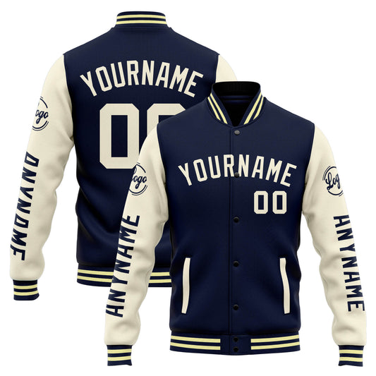 Benutzerdefinierte Varsity-Jacke. Letterman-Jacke für Männer, Frauen und Jugendliche Marine Orange