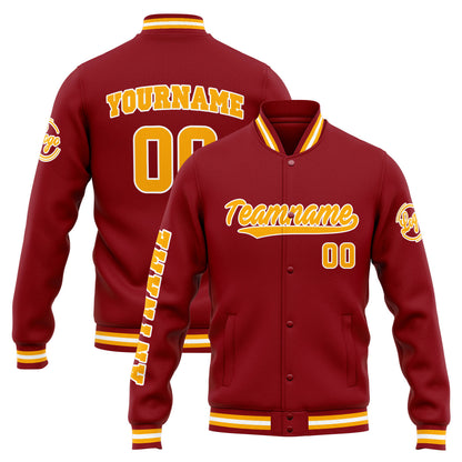 Benutzerdefinierte Varsity-Jacke. Letterman-Jacke für Männer, Frauen und Jugendliche Rot Orange