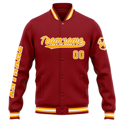 Benutzerdefinierte Varsity-Jacke. Letterman-Jacke für Männer, Frauen und Jugendliche Rot Orange