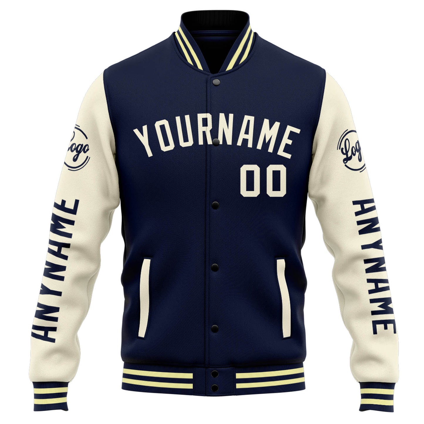 Benutzerdefinierte Varsity-Jacke. Letterman-Jacke für Männer, Frauen und Jugendliche Marine Orange