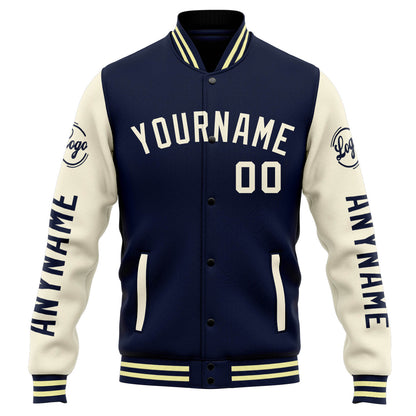Benutzerdefinierte Varsity-Jacke. Letterman-Jacke für Männer, Frauen und Jugendliche Marine Orange