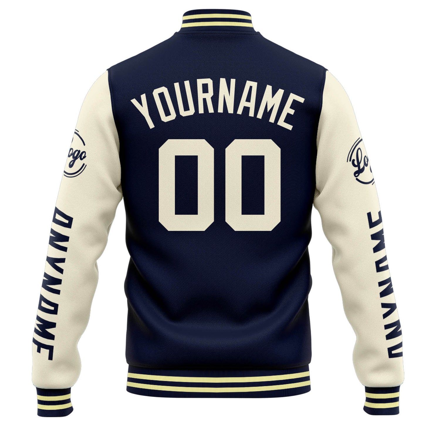 Benutzerdefinierte Varsity-Jacke. Letterman-Jacke für Männer, Frauen und Jugendliche Marine Orange