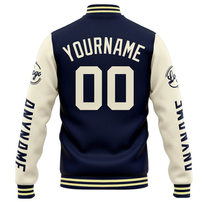 Benutzerdefinierte Varsity-Jacke. Letterman-Jacke für Männer, Frauen und Jugendliche Marine Orange