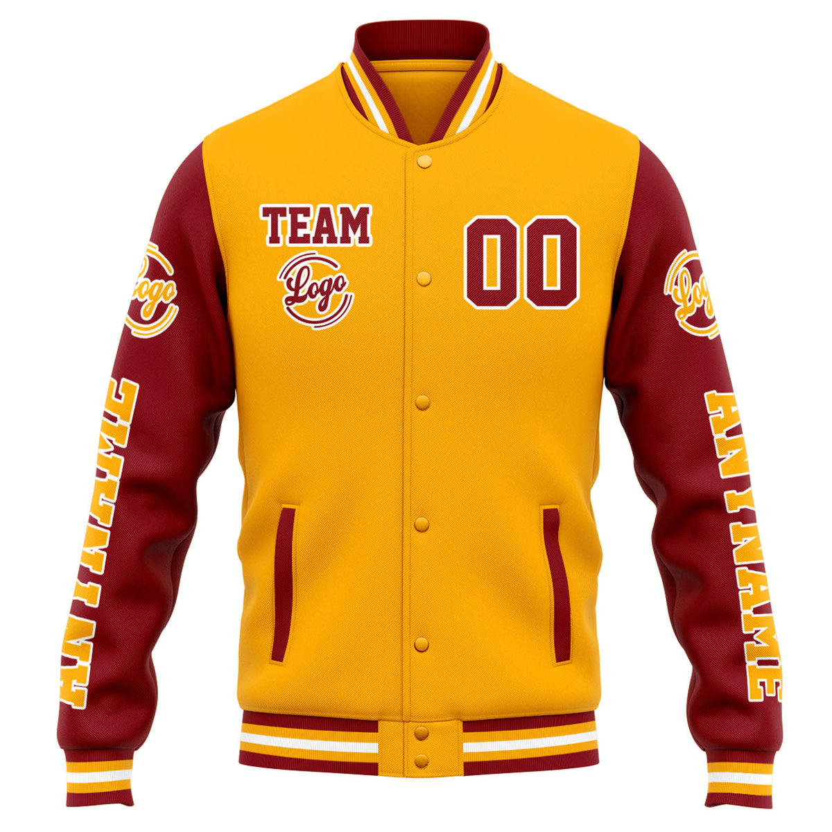 Benutzerdefinierte Varsity-Jacke. Letterman-Jacke für Männer, Frauen und Jugendliche Orange Rot