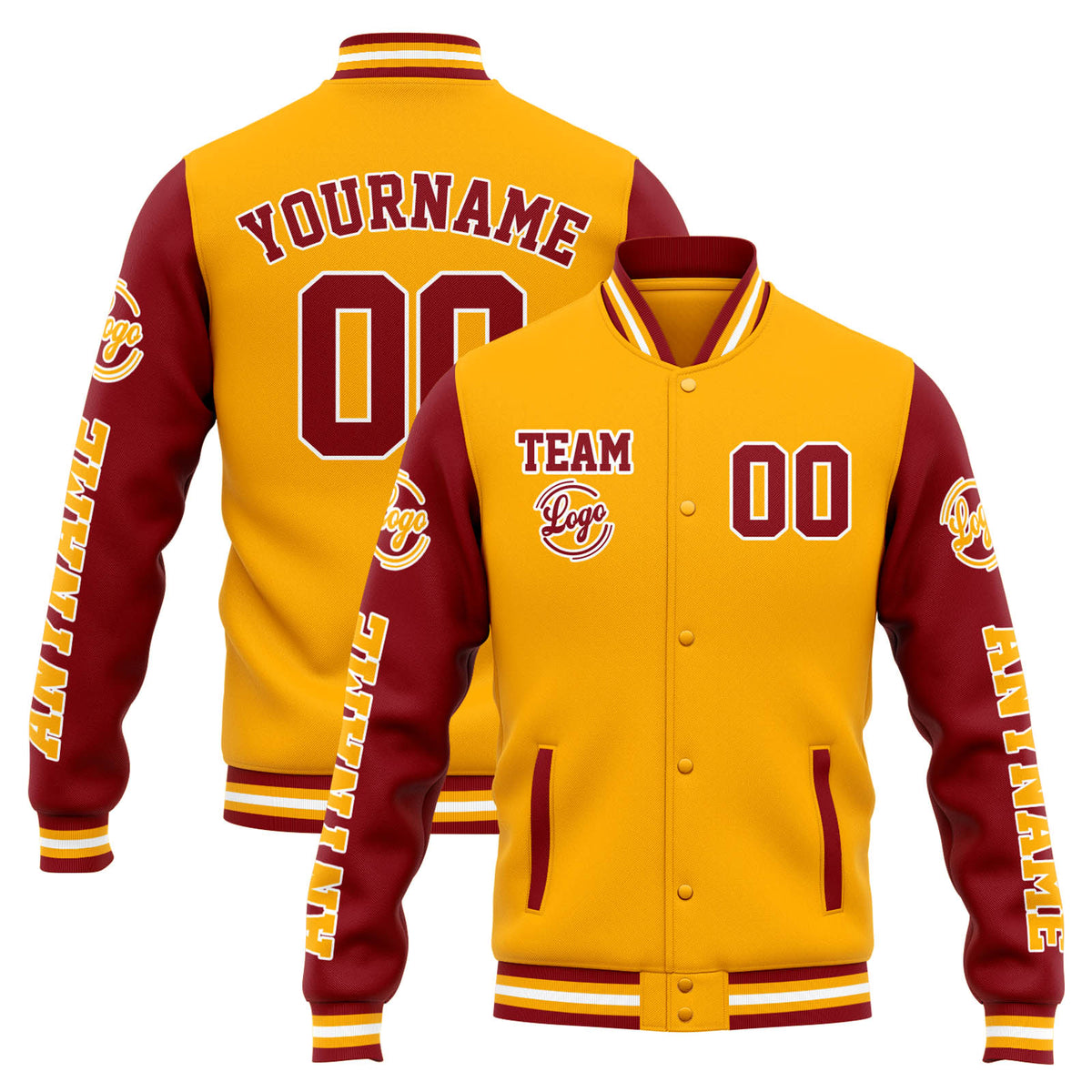 Benutzerdefinierte Varsity-Jacke. Letterman-Jacke für Männer, Frauen und Jugendliche Orange Rot