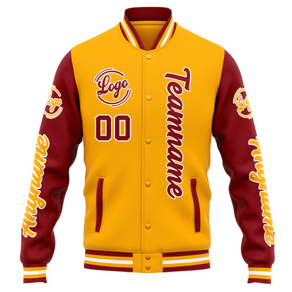 Benutzerdefinierte Varsity-Jacke. Letterman-Jacke für Männer, Frauen und Jugendliche Orange Rot