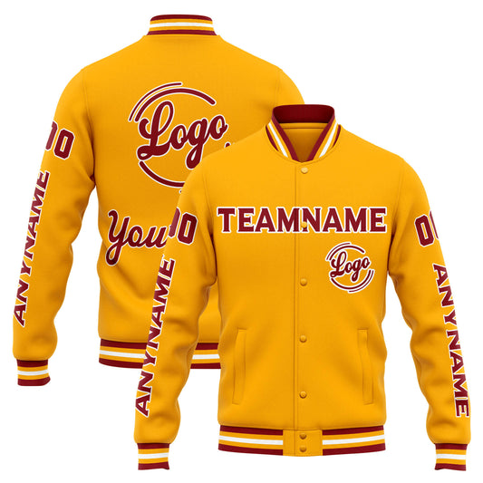 Benutzerdefinierte Varsity-Jacke. Letterman-Jacke für Männer, Frauen und Jugendliche Orange Rot