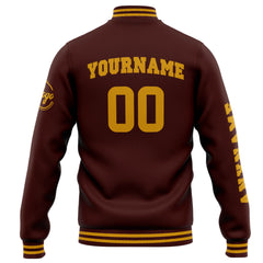 Benutzerdefinierte Varsity-Jacke. Letterman-Jacke für Männer, Frauen und Jugendliche Burgund Gold