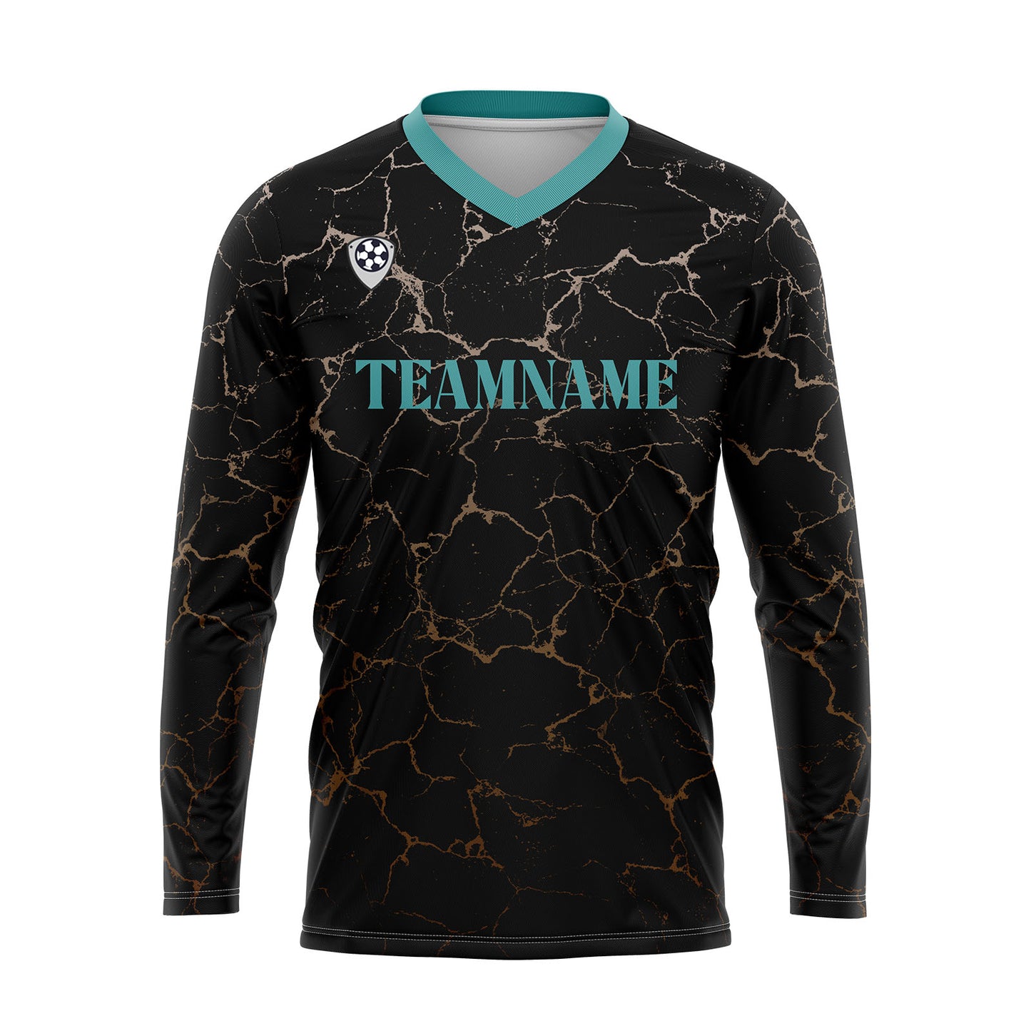 Kundenspezifisches Schwarz Teal Basketball Fußball Schießen langes T-Shirt für Erwachsene und Kinder