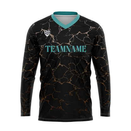 Kundenspezifisches Schwarz Teal Basketball Fußball Schießen langes T-Shirt für Erwachsene und Kinder