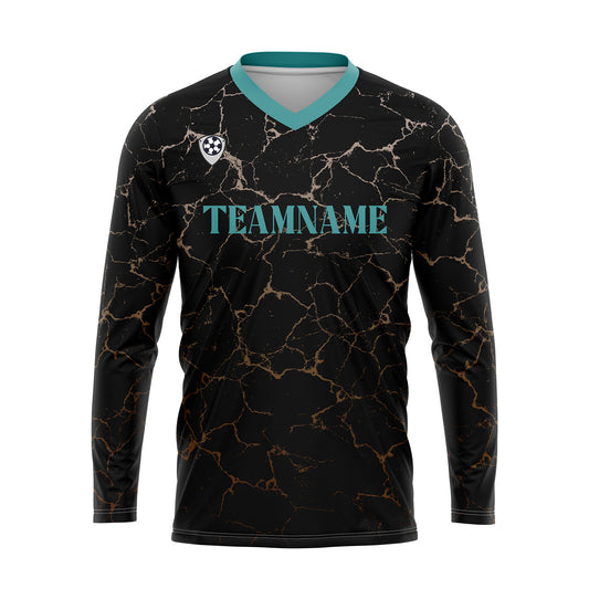 Kundenspezifisches Schwarz Teal Basketball Fußball Schießen langes T-Shirt für Erwachsene und Kinder