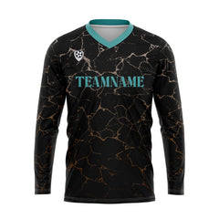 Kundenspezifisches Schwarz Teal Basketball Fußball Schießen langes T-Shirt für Erwachsene und Kinder