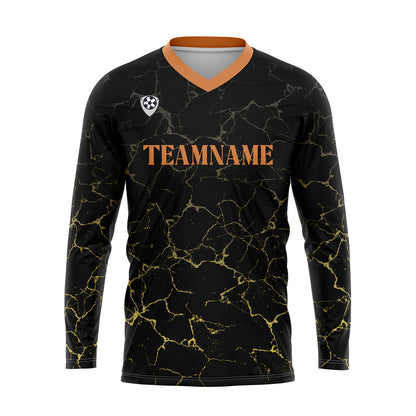 Kundenspezifisches Schwarz Orange Basketball Fußball Schießen langes T-Shirt für Erwachsene und Kinder