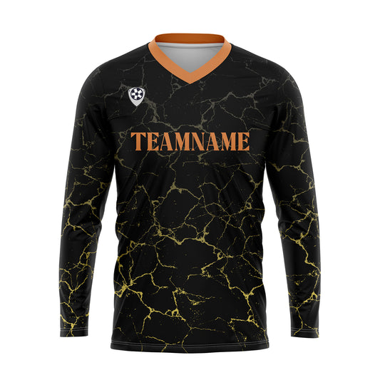 Kundenspezifisches Schwarz Orange Basketball Fußball Schießen langes T-Shirt für Erwachsene und Kinder