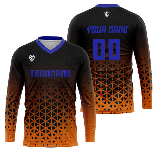Kundenspezifisches Orange Blue Basketball Fußball Schießen langes T-Shirt für Erwachsene und Kinder