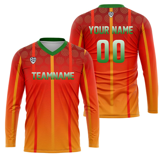 Kundenspezifisches Orange Grün Basketball Fußball Schießen langes T-Shirt für Erwachsene und Kinder