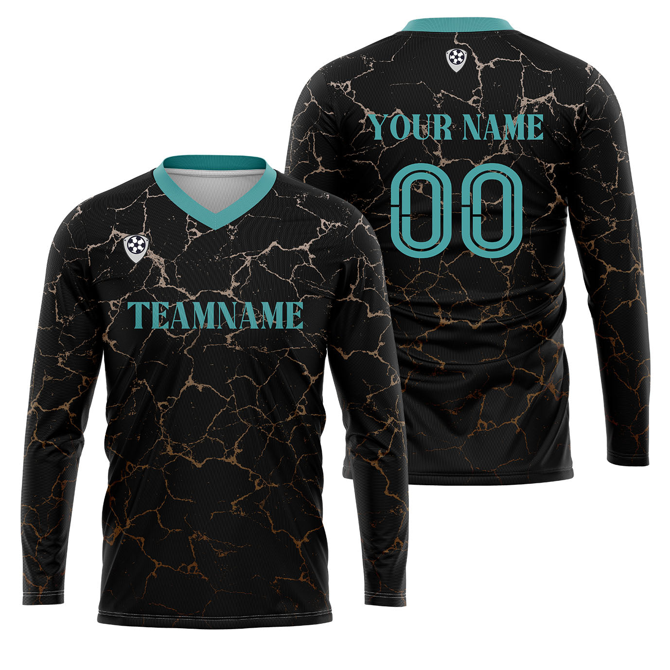 Kundenspezifisches Schwarz Teal Basketball Fußball Schießen langes T-Shirt für Erwachsene und Kinder