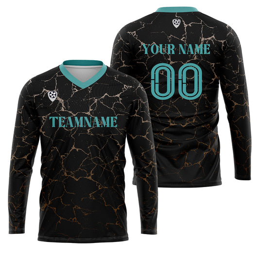 Kundenspezifisches Schwarz Teal Basketball Fußball Schießen langes T-Shirt für Erwachsene und Kinder