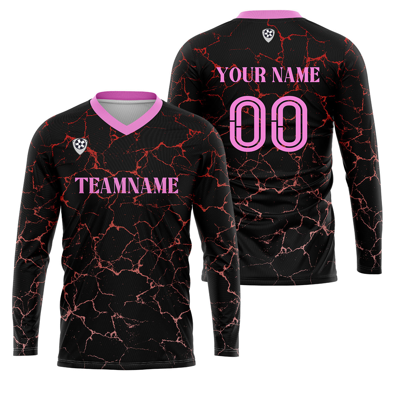 Kundenspezifisches Schwarz Rosa Basketball Fußball Schießen langes T-Shirt für Erwachsene und Kinder