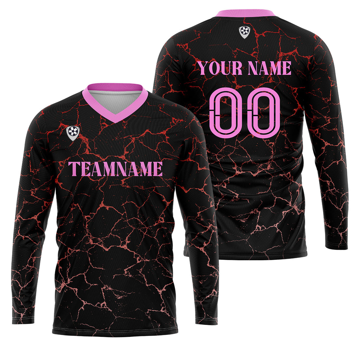 Kundenspezifisches Schwarz Rosa Basketball Fußball Schießen langes T-Shirt für Erwachsene und Kinder