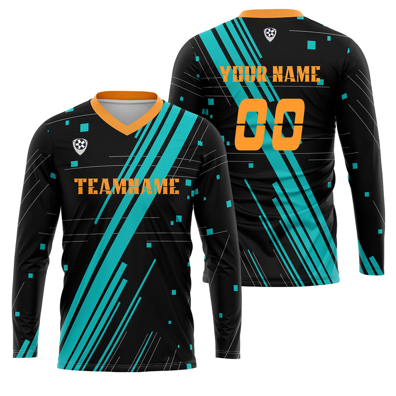 Kundenspezifisches Blau Orange Basketball Fußball Schießen langes T-Shirt für Erwachsene und Kinder