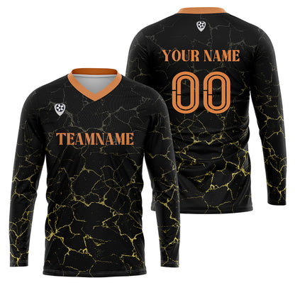Kundenspezifisches Schwarz Orange Basketball Fußball Schießen langes T-Shirt für Erwachsene und Kinder