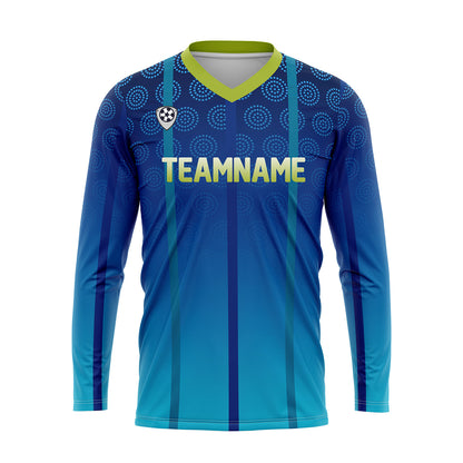 Kundenspezifisches Blau Grün Basketball Fußball Schießen langes T-Shirt für Erwachsene und Kinder