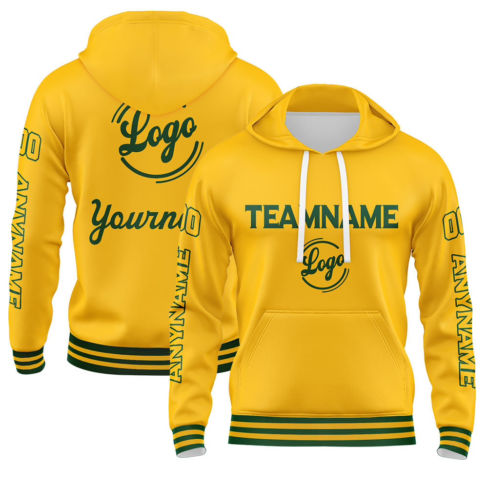 Benutzerdefiniert Grün Gelb Hoodie Personalisiert Männer Pullover Hoodie Gedruckt Team Name Number Logo für Frauen