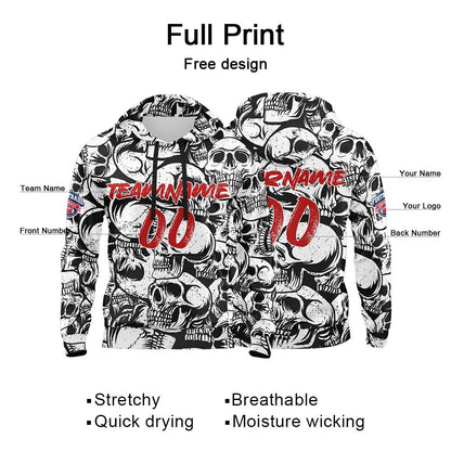 Benutzerdefinierter Sweatshirt-Hoodie für Mann, Frau, Mädchen, Junge. Drucken Sie Ihr Logo, Ihren Namen und Ihre Nummer Schwarz&Weiß