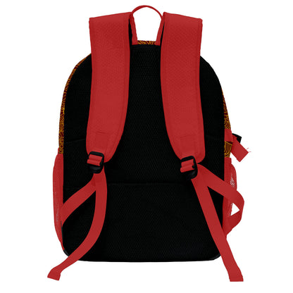 Personalisierter Basketball - und Fußballrucksack in Weinrot und Gelb mit Spielernamen & Nummern und Teamlogo #BP-0919-0039