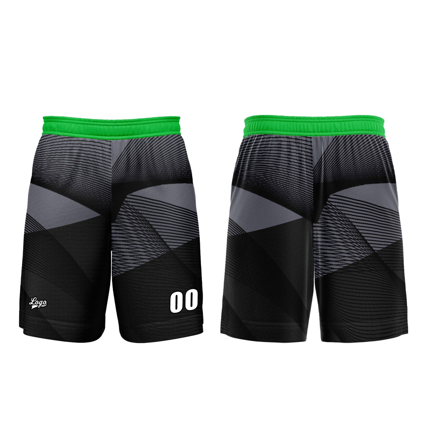 Benutzerdefinierter Schwarz Grün Basketball Jersey Uniform Anzug gedruckt Ihr Logo Name Nummer