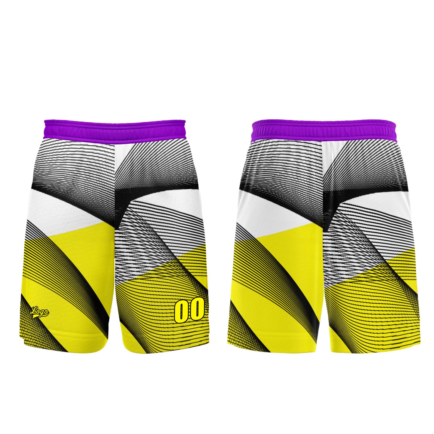 Benutzerdefinierter Lila Gelb Basketball Jersey Uniform Anzug gedruckt Ihr Logo Name Nummer