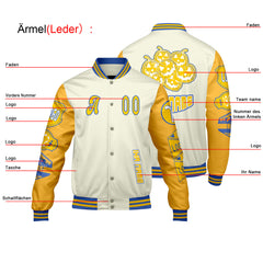 Maßgeschneiderte Rosa Gelb Letterman Varsity Jacket Individuelle Stickerei  Druck nach Ihrem Wunsch
