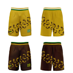 Benutzerdefinierte Gelb Braun Reversible Basketball Jersey Personalisierte Print Name Nummer Logo