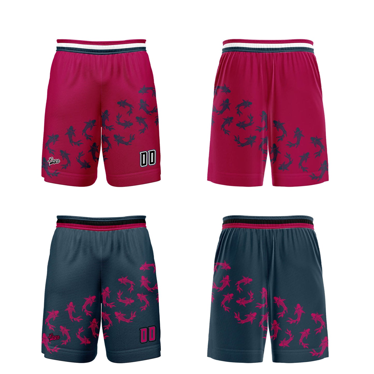 Benutzerdefinierte Rose Blau Reversible Basketball Jersey Personalisierte Print Name Nummer Logo