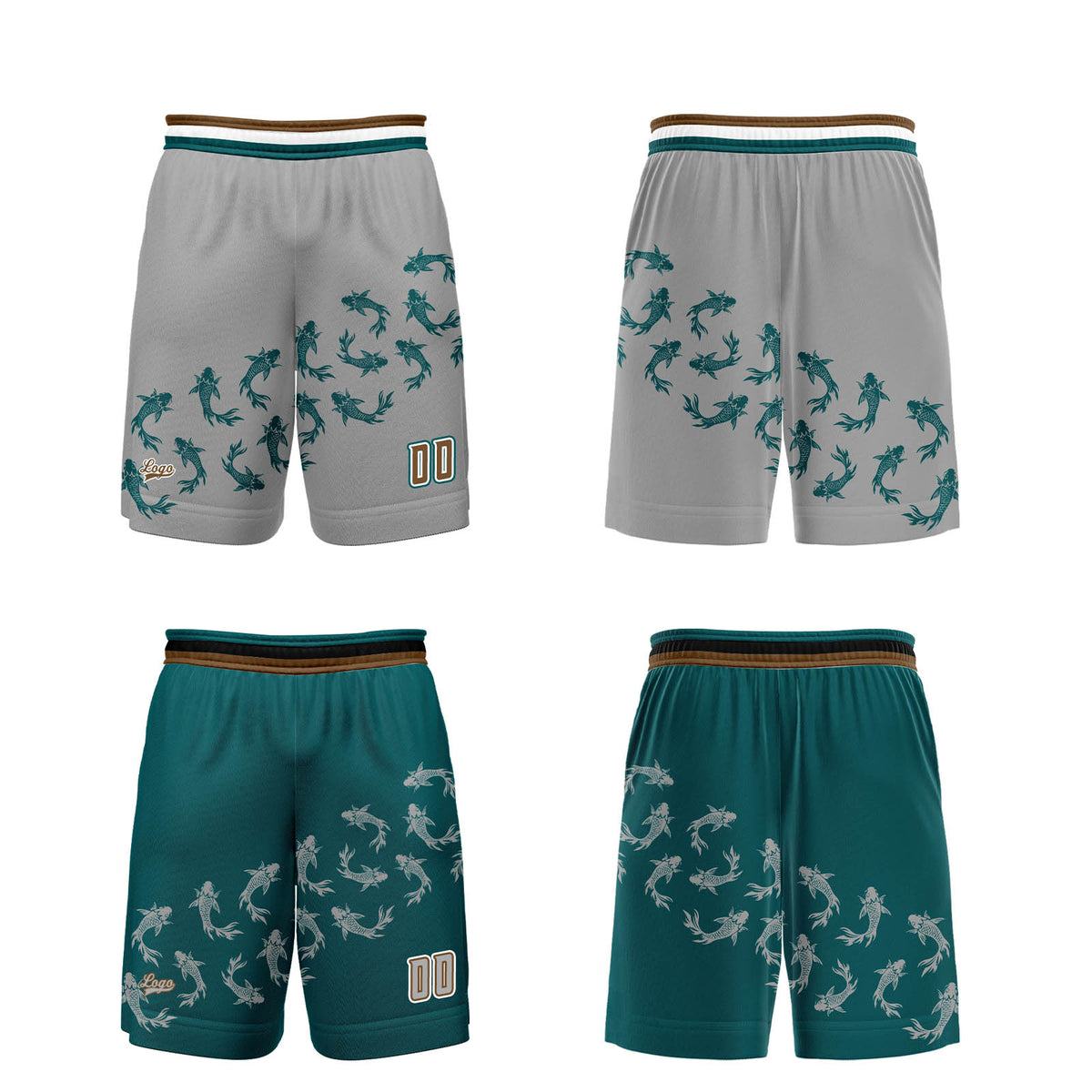 Benutzerdefinierte Grau Grün Reversible Basketball Jersey Personalisierte Print Name Nummer Logo