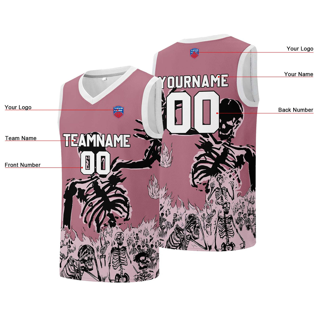 Individuelle Basketball-Jersey für Männer und Frauen. Gestickter und gedruckter Name, Nummer und Logo