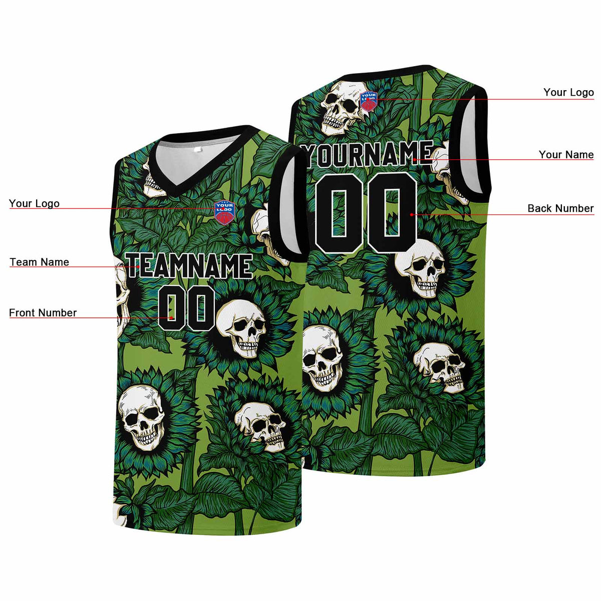 Individuelle Basketball-Jersey für Männer und Frauen. Gestickter und gedruckter Name, Nummer und Logo