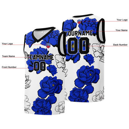 Individuelle Basketball-Jersey für Männer und Frauen. Gestickter und gedruckter Name, Nummer und Logo
