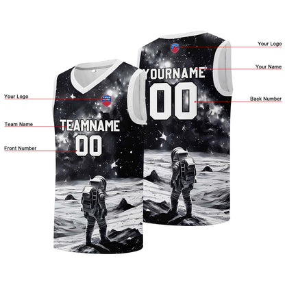 Individuelle Basketball-Jersey für Männer und Frauen. Gestickter und gedruckter Name, Nummer und Logo