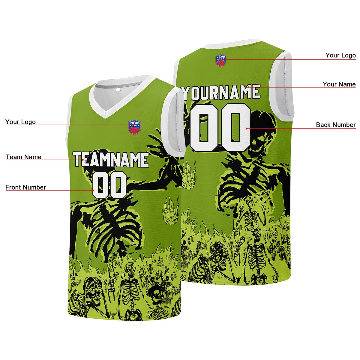 Individuelle Basketball-Jersey für Männer und Frauen. Gestickter und gedruckter Name, Nummer und Logo
