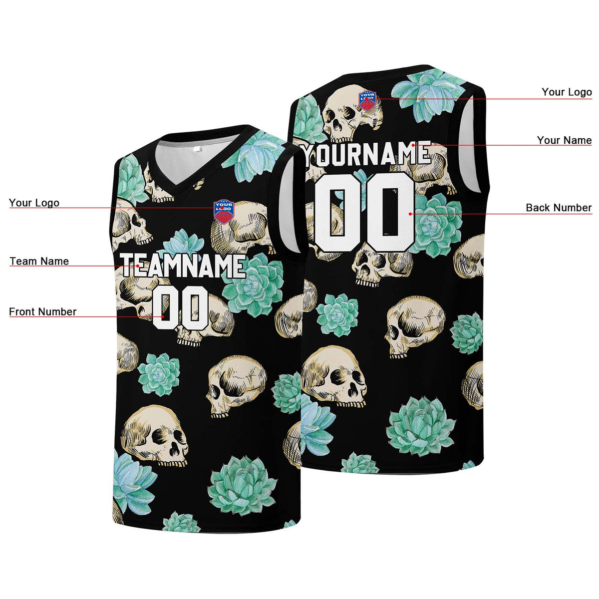 Individuelle Basketball-Jersey für Männer und Frauen. Gestickter und gedruckter Name, Nummer und Logo
