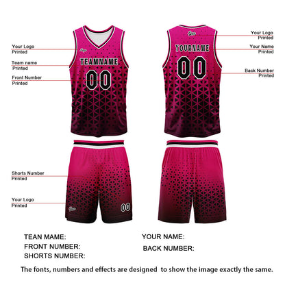 Benutzerdefinierter Rosa Schwarz Basketball Jersey Uniform Anzug gedruckt Ihr Logo Name Nummer