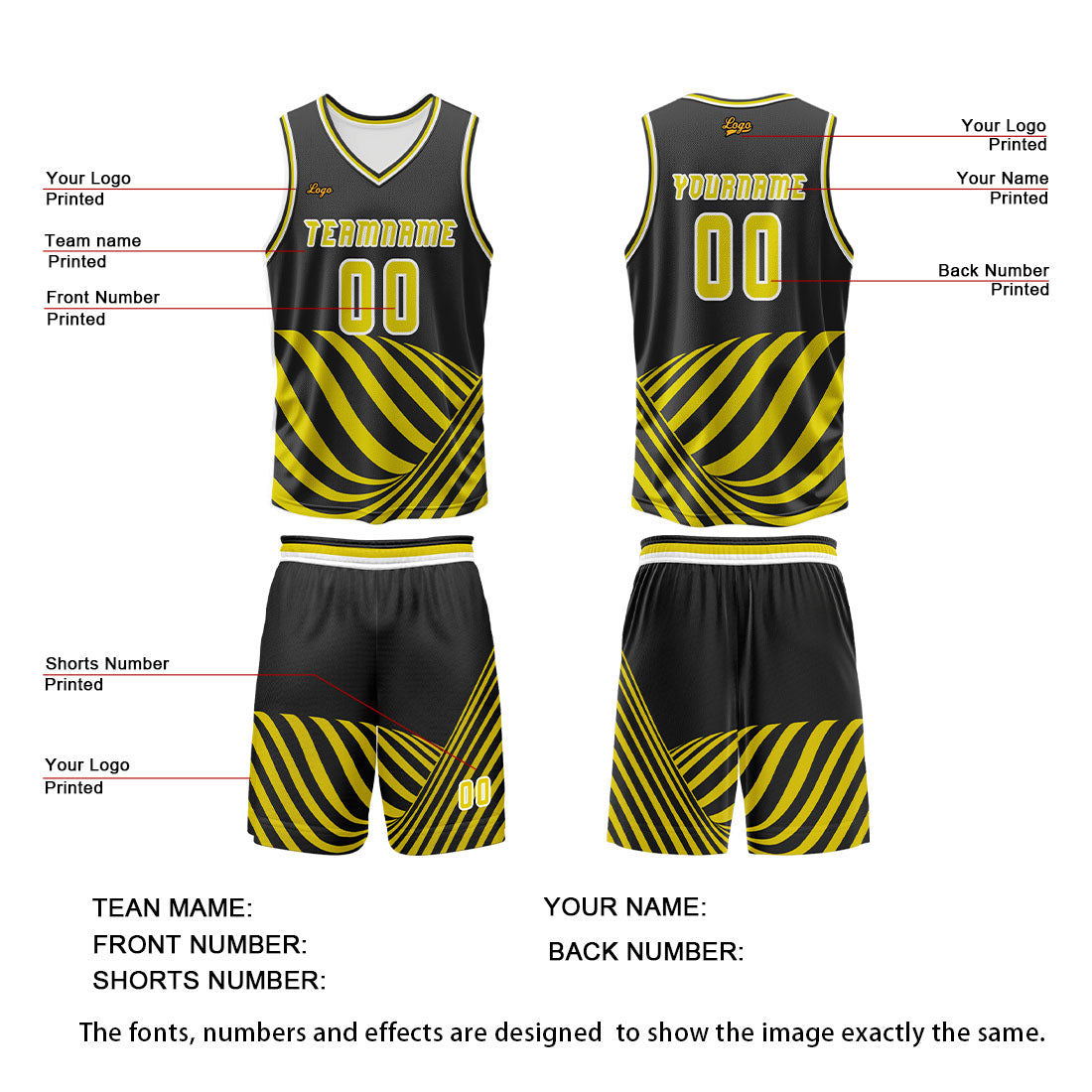 Benutzerdefinierter Gelb Basketball Jersey Uniform Anzug gedruckt Ihr Logo Name Nummer