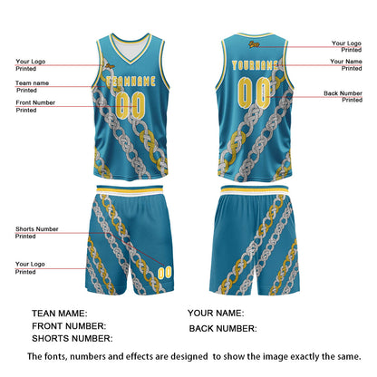 Benutzerdefinierter Gelb Blau Basketball Jersey Uniform Anzug gedruckt Ihr Logo Name Nummer