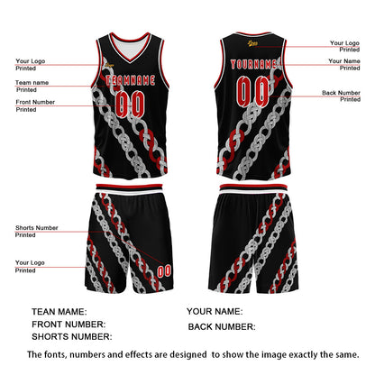 Benutzerdefinierter Schwarz Rot Basketball Jersey Uniform Anzug gedruckt Ihr Logo Name Nummer