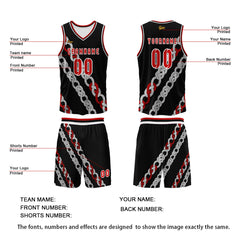 Benutzerdefinierter Schwarz Rot Basketball Jersey Uniform Anzug gedruckt Ihr Logo Name Nummer