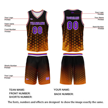 Benutzerdefinierter Orange Lila Basketball Jersey Uniform Anzug gedruckt Ihr Logo Name Nummer