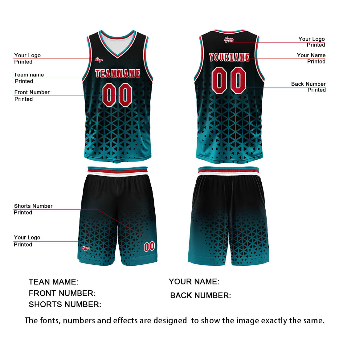 Benutzerdefinierter Grün Rot Basketball Jersey Uniform Anzug gedruckt Ihr Logo Name Nummer